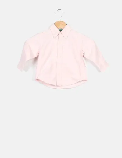 Benetton Camisa básica rosa detalle logo