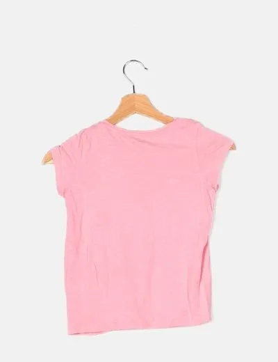 Bershka Camiseta rosa básica