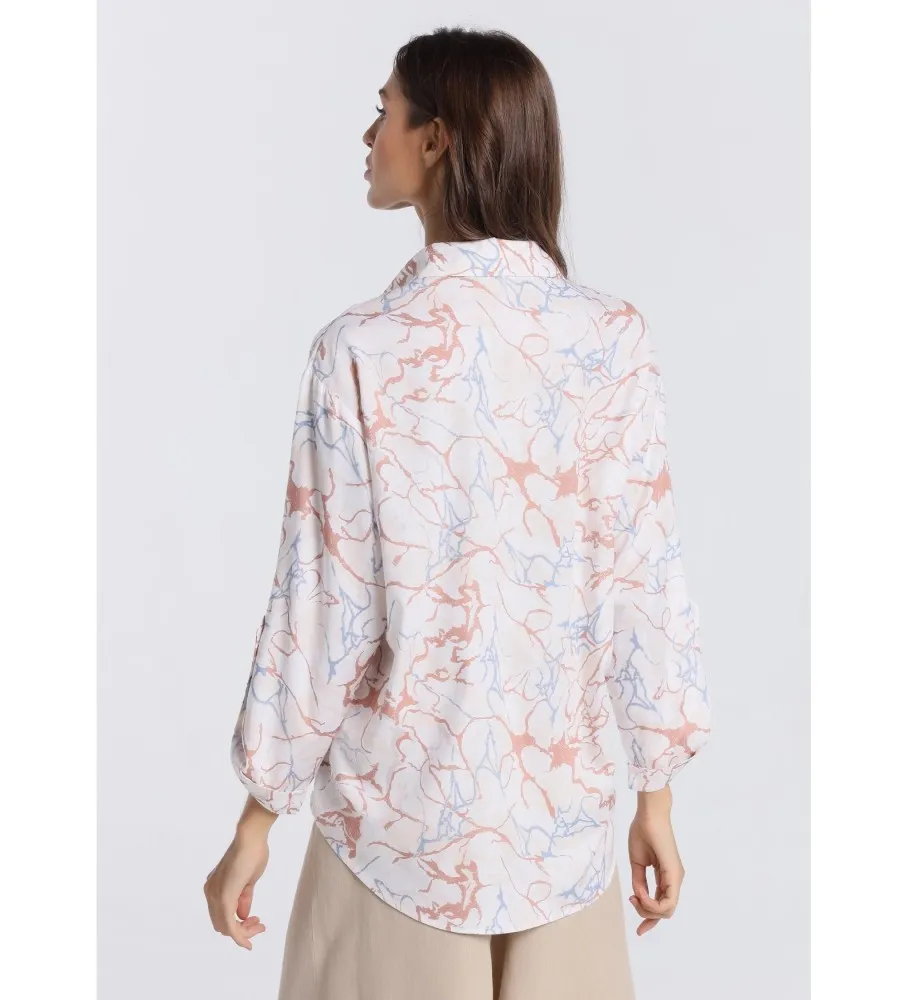 Blusa estampada de manga larga blanco