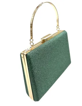 BOLSOS DE FIESTA VERDES CON ASA METALICA PARA BODA DE NOCHE Y EVENTOS