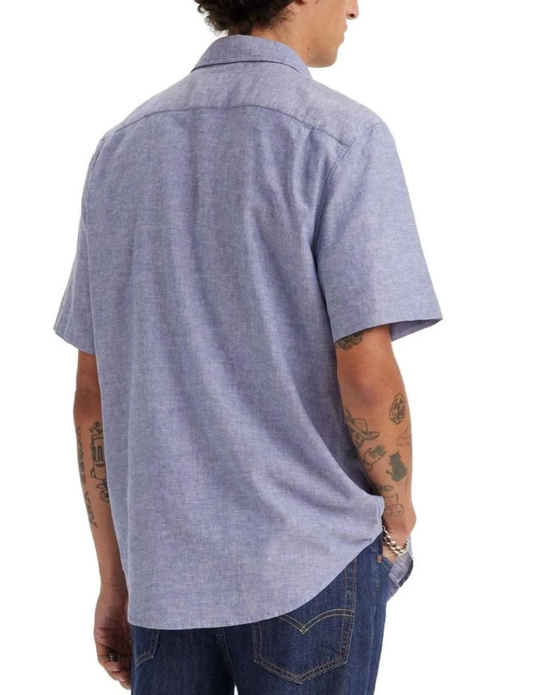 Camisa Levi´s azul celeste bolsillo de lino para hombre