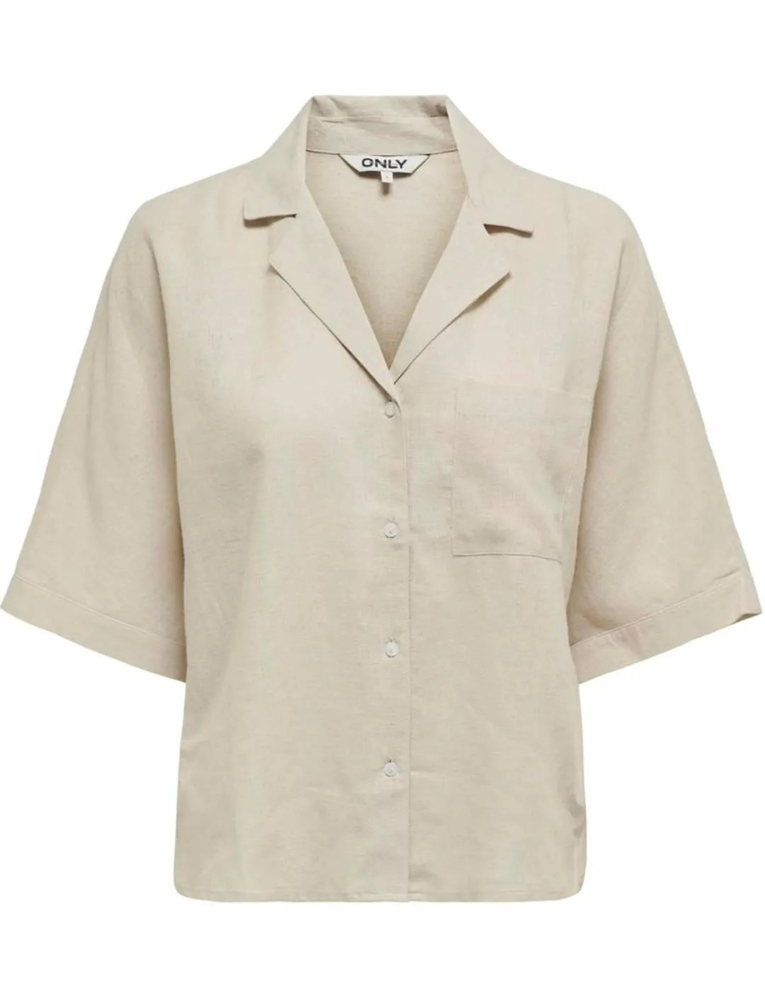 Camisa Only Tokyo beige de lino hombros caídos para mujer