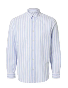 Camisa Selected Linen celeste rayas de lino para hombre