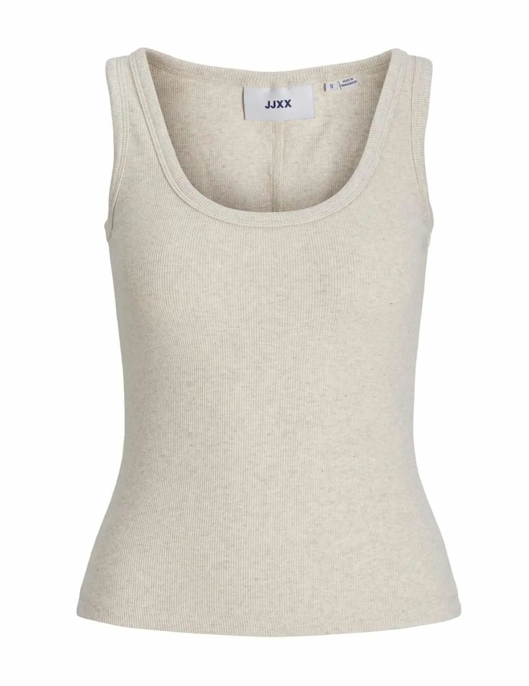 Camiseta básica JJXX Fera beige de tirantes para mujer