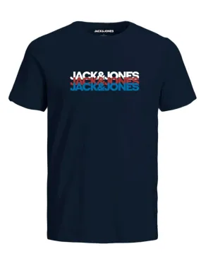 Camiseta Jack&Jones Cyber azul marino manga corta de hombre