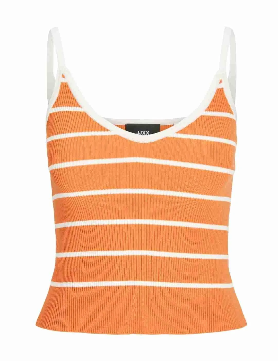 Camiseta JJXX Esther naranja raya blanca de tirantes mujer