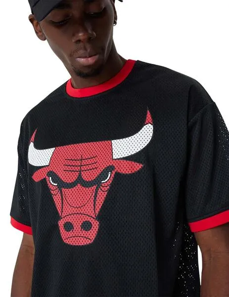 camiseta new era bulls mesh team logo negro de hombre.