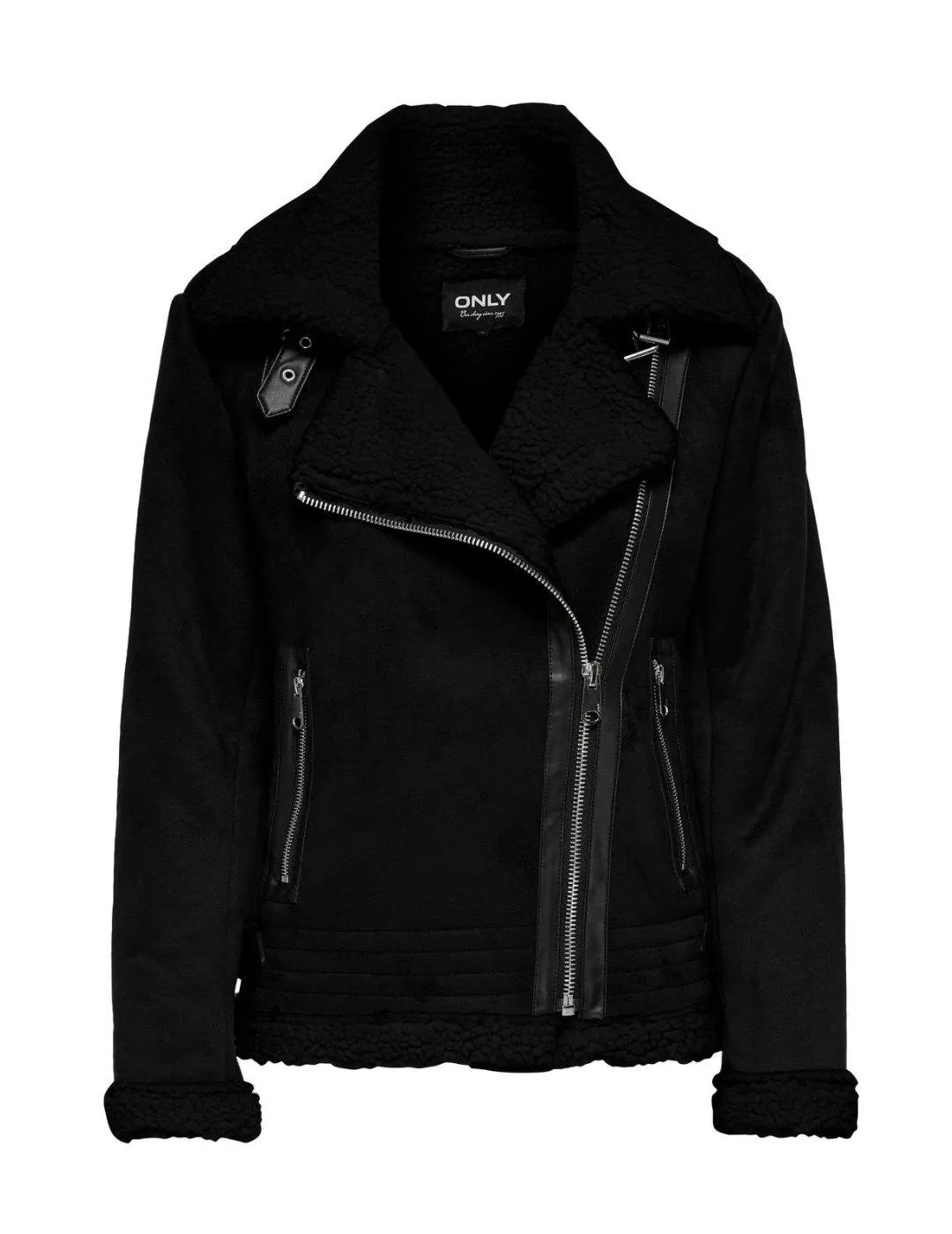 Chaqueta aviador Only NewDiana negra borreguillo para mujer