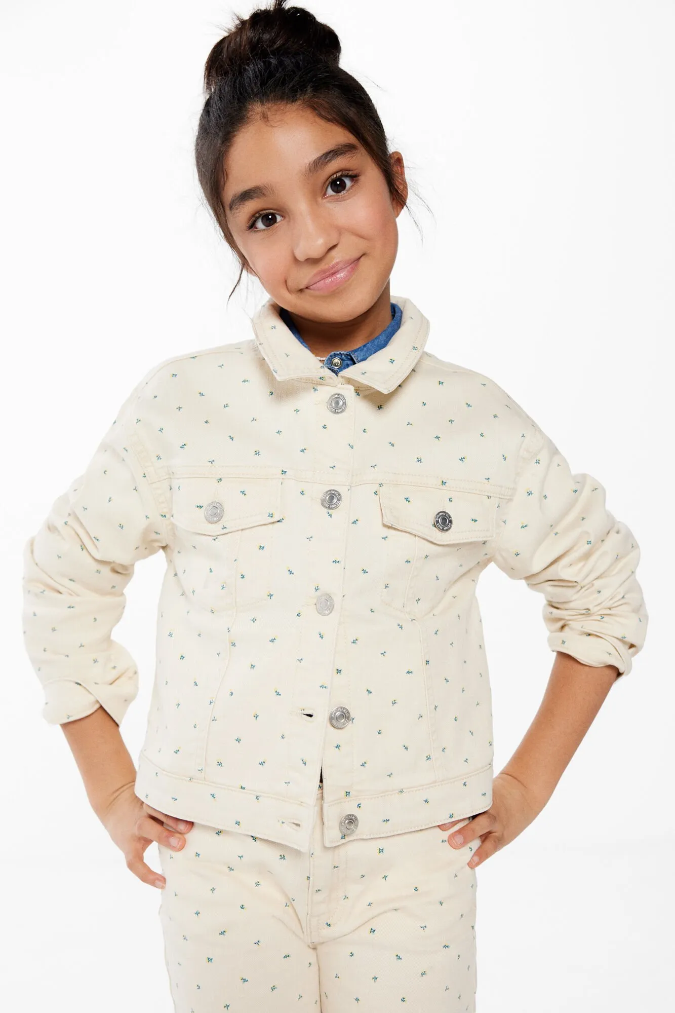 Chaqueta denim estampada niña