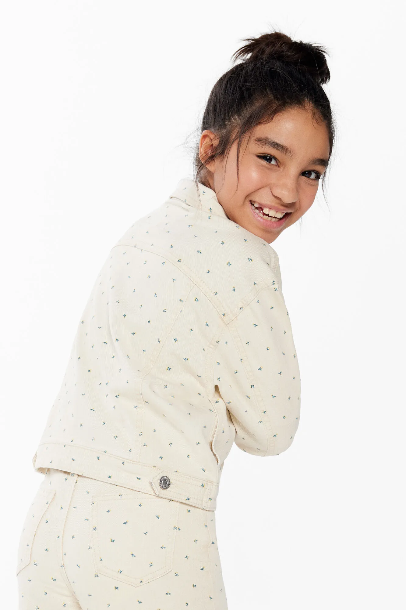 Chaqueta denim estampada niña