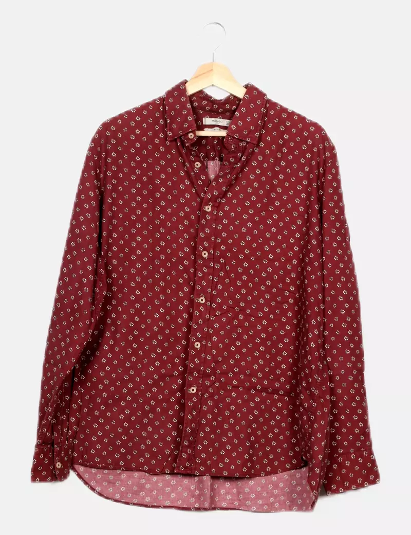 Mango Camisa granate estampada