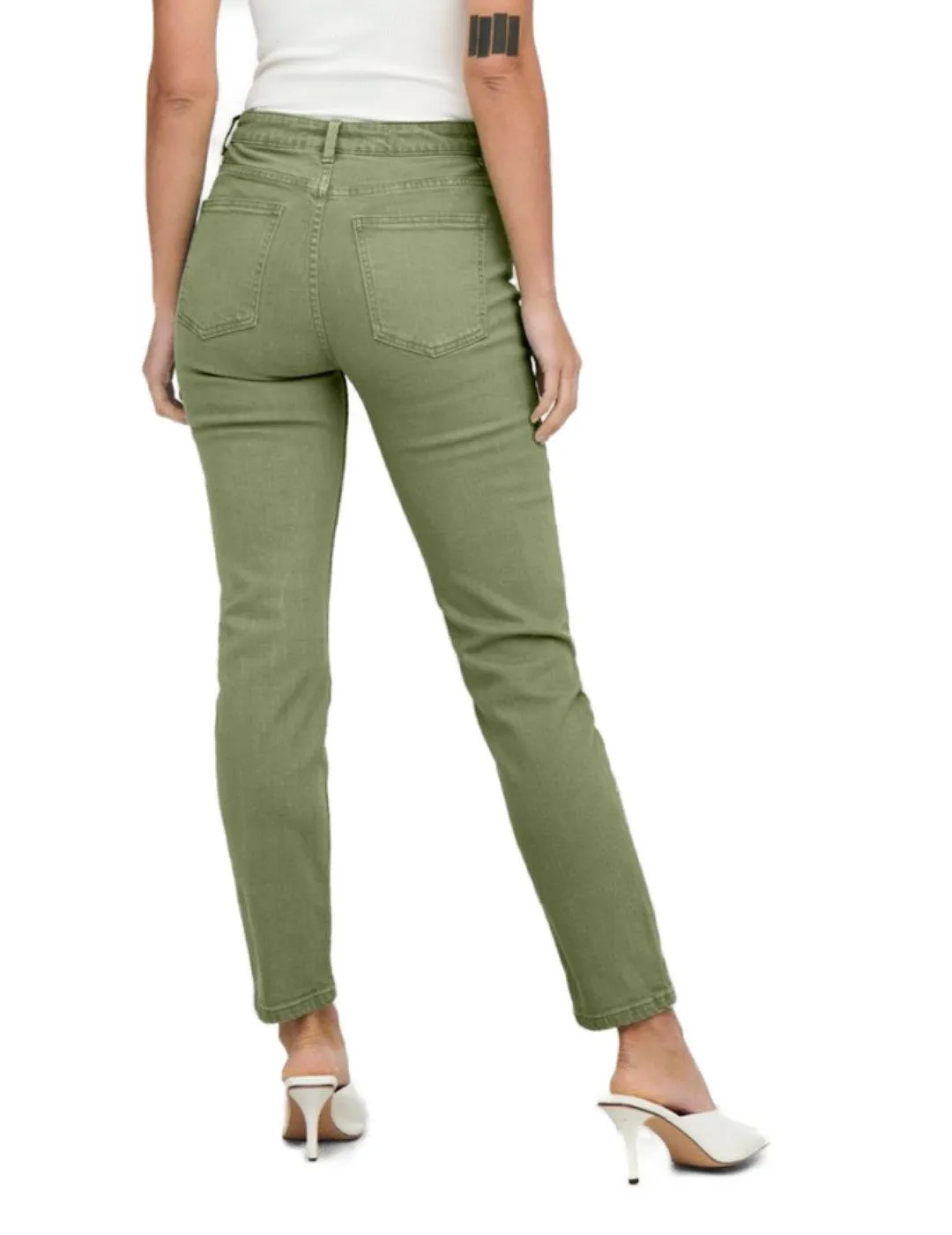 Pantalón vaquero Only Emily verde Slim talle alto de mujer