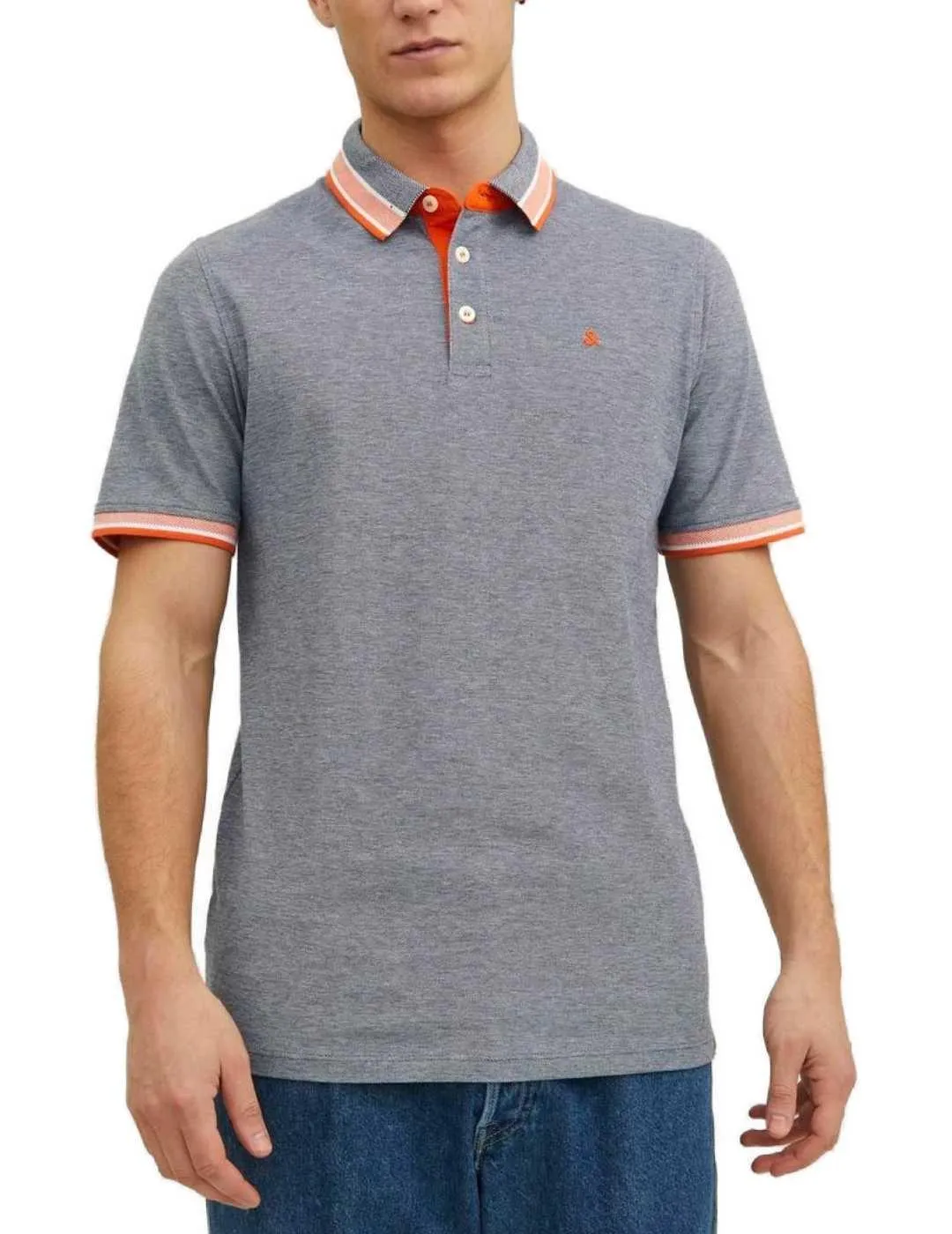 Polo Jack&Jones Paulos gris azulado manga corta de hombre