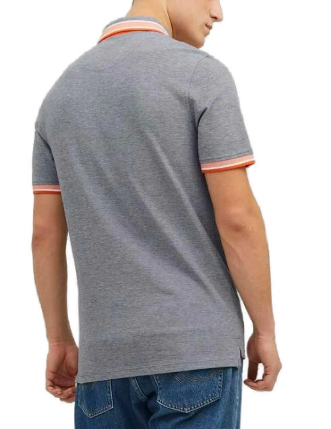 Polo Jack&Jones Paulos gris azulado manga corta de hombre