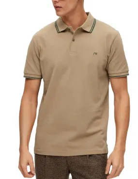 Polo Selected Dante beige de manga corta para hombre