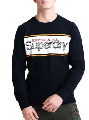 sudadera superdry core logo stripe marino hombre