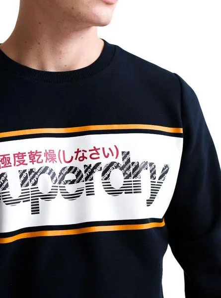 sudadera superdry core logo stripe marino hombre