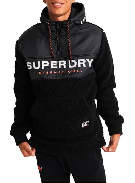 sudadera superdry sherpa worldwide negro hombre 