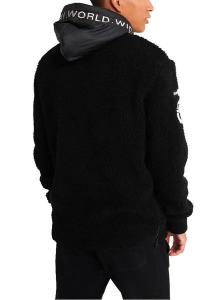 sudadera superdry sherpa worldwide negro hombre 