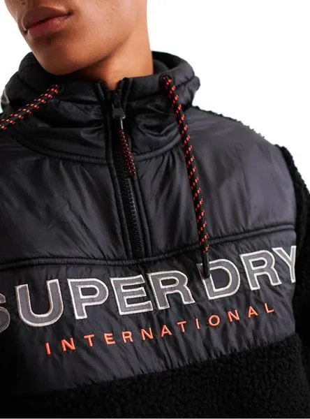 sudadera superdry sherpa worldwide negro hombre 