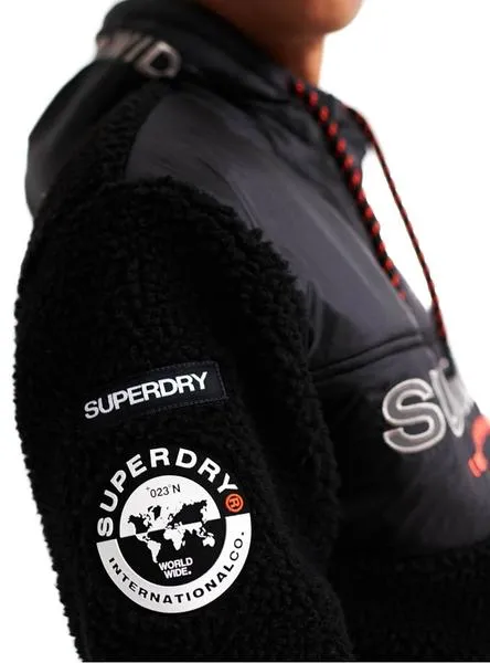 sudadera superdry sherpa worldwide negro hombre 