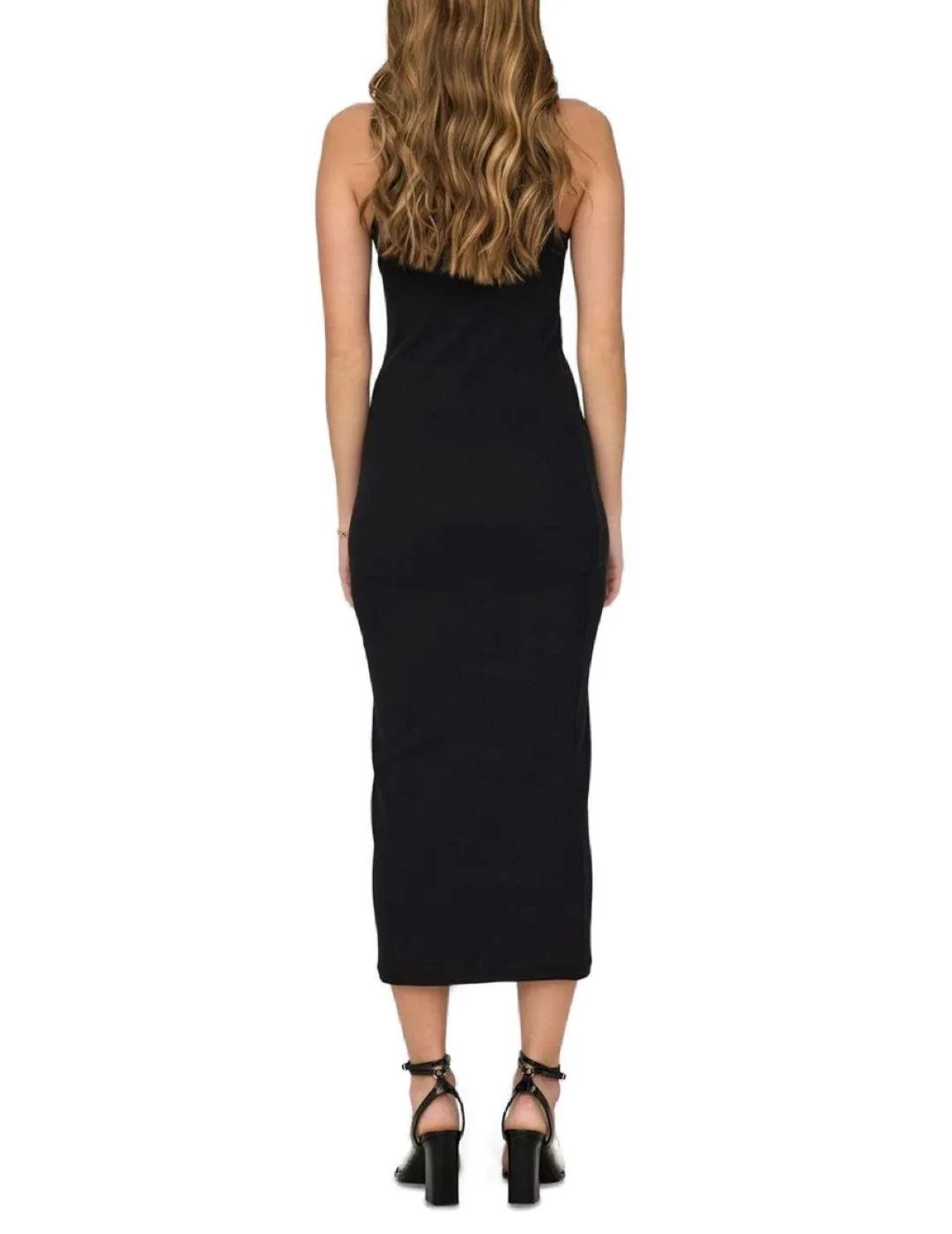 Vestido Only Betty midi negro de canalé para mujer