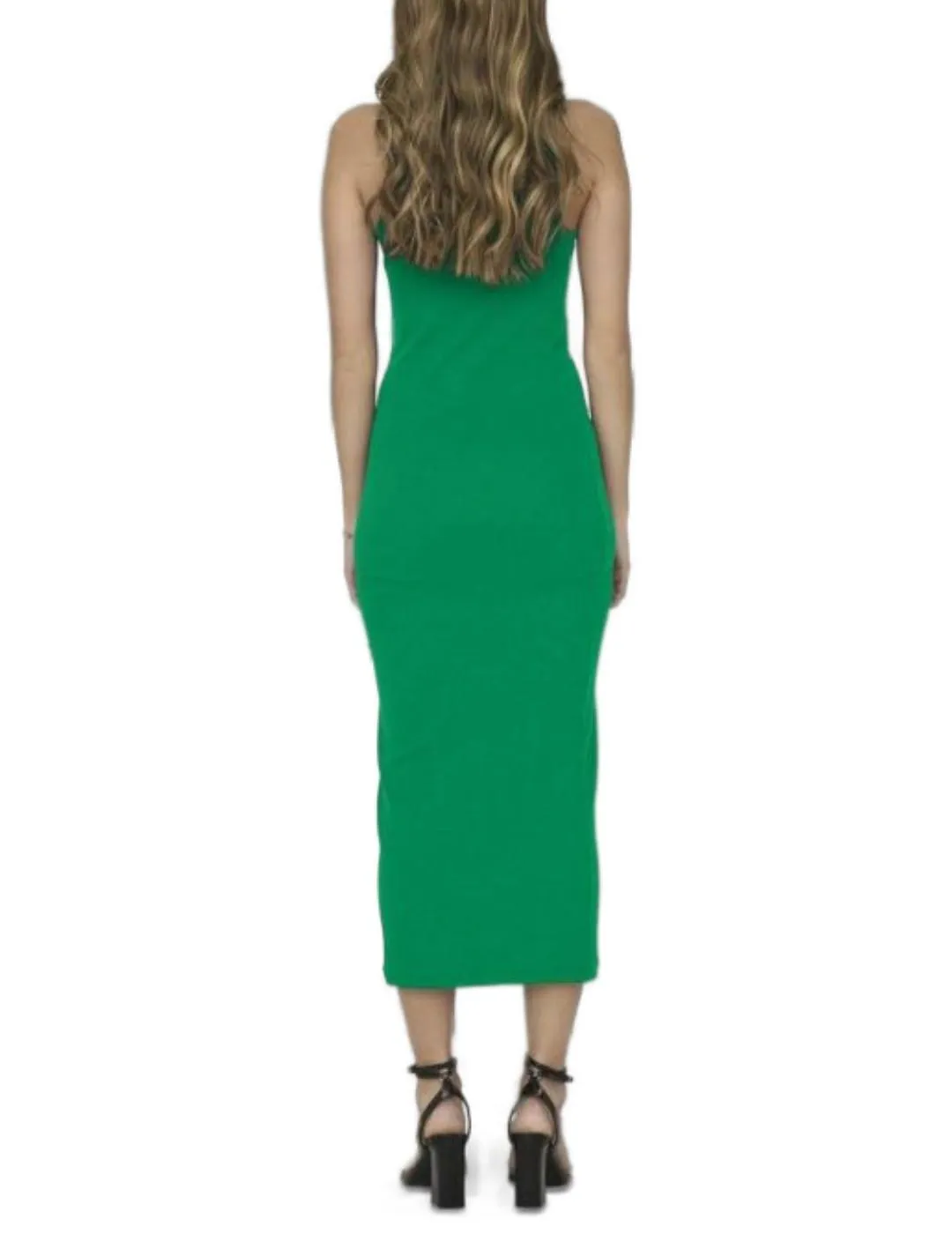 Vestido Only Betty midi verde de canalé para mujer