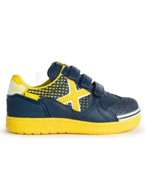 Zapatilla munich g3 kid vco indoor 385 azul amarillo de niño